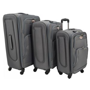 ΣΕΤ 3 ΒΑΛΙΤΣΕΣ ANKOR ΥΦΑΣΜΑΤΙΝΕΣ 37x24x50εκ. 42x28x60εκ. ΚΑΙ 46x32x70εκ. ΜΕ 4 ΡΟΔΕΣ ΓΚΡΙ