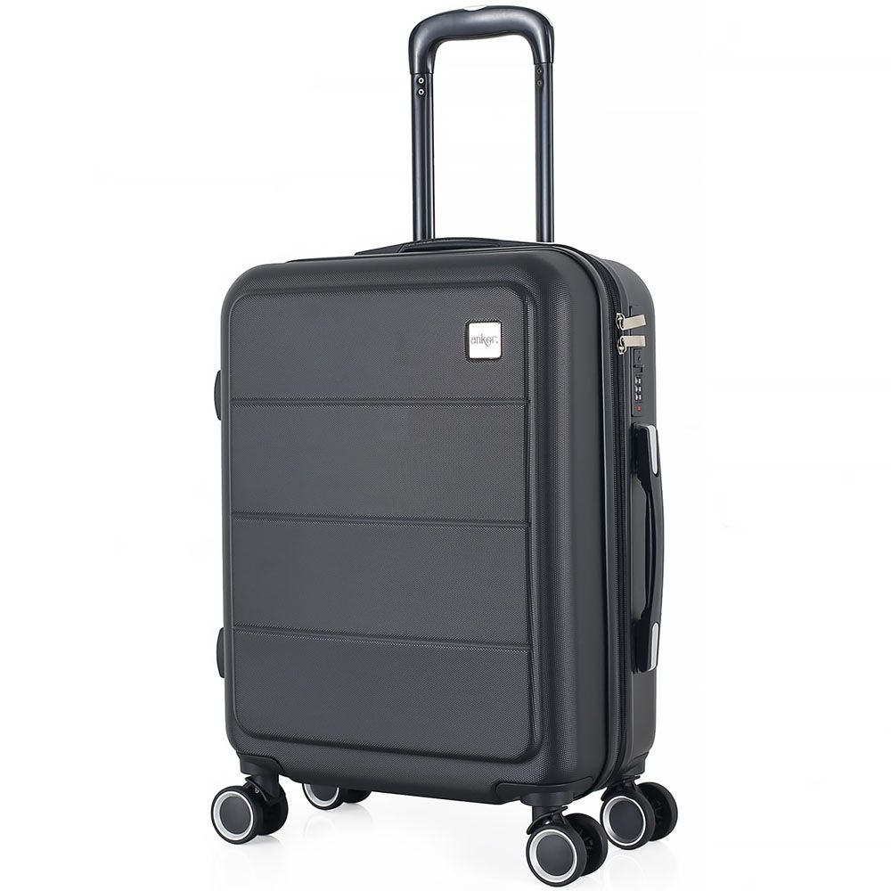 ΒΑΛΙΤΣΑ ΚΑΜΠΙΝΑΣ ANKOR ABS 37x27x55εκ. ΜΕ ΕΠΕΚΤΑΣΗ ΚΑΙ 4 ΡΟΔΕΣ ΜΑΥΡΗ