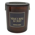 ΑΡΩΜΑΤΙΚΟ ΚΕΡΙ VELVET ROSE & OUD  ΣΕ ΓΥΑΛΙΝΟ ΔΟΧΕΙΟ ΜΕ ΚΑΠΑΚΙ 7x7x7,8εκ. ANKOR