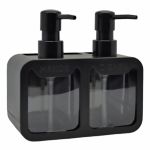 DISPENSER ΚΟΥΖΙΝΑΣ ΠΛΑΣΤΙΚΟ ΔΙΠΛΟ ΜΑΥΡΟ ΜΕ ΘΗΚΕΣ HANDS AND DISHES 17x9,3x16,7εκ.ANKOR