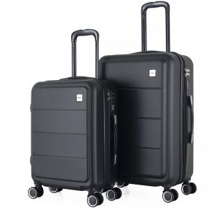 ΣΕΤ 2 ΒΑΛΙΤΣΕΣ ANKOR ABS 37x27x55εκ. ΚΑΙ 41x31x65εκ. ΜΕ ΕΠΕΚΤΑΣΗ ΚΑΙ 4 ΡΟΔΕΣ ΜΑΥΡΟ