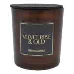 ΑΡΩΜΑΤΙΚΟ ΚΕΡΙ VELVET ROSE & OUD  ΣΕ ΓΥΑΛΙΝΟ ΔΟΧΕΙΟ ΜΕ ΚΑΠΑΚΙ 7x7x7,8εκ. ANKOR