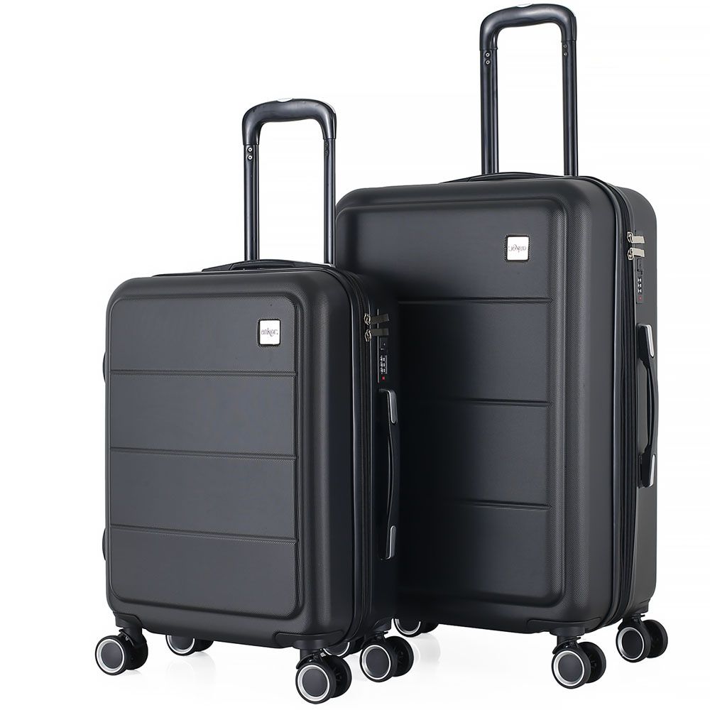 ΣΕΤ 2 ΒΑΛΙΤΣΕΣ ANKOR ABS 37x27x55εκ. ΚΑΙ 41x31x65εκ. ΜΕ ΕΠΕΚΤΑΣΗ ΚΑΙ 4 ΡΟΔΕΣ ΜΑΥΡΟ