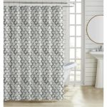 ΚΟΥΡΤΙΝΑ ΜΠΑΝΙΟΥ ΠΟΛΥΕΣΤΕΡΙΚΗ 180x180εκ 90gsm ΜΕ 12 ΚΡΙΚΟΥΣ ΓΕΩΜΕΤΡΙΚΟ ΜΟΤΙΒΟ ΣΕ ΓΚΡΙ ΧΡΩΜΑ ANKOR