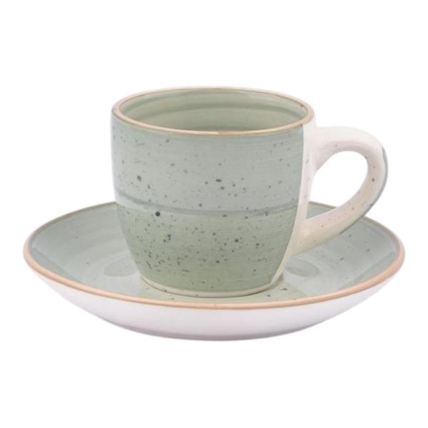 ΣΕΤ 6 ΦΛΙΤΖΑΝΙΑ ΚΑΦΕ STONEWARE 90ml ΣΕ MINT ΧΡΩΜΑ ANKOR